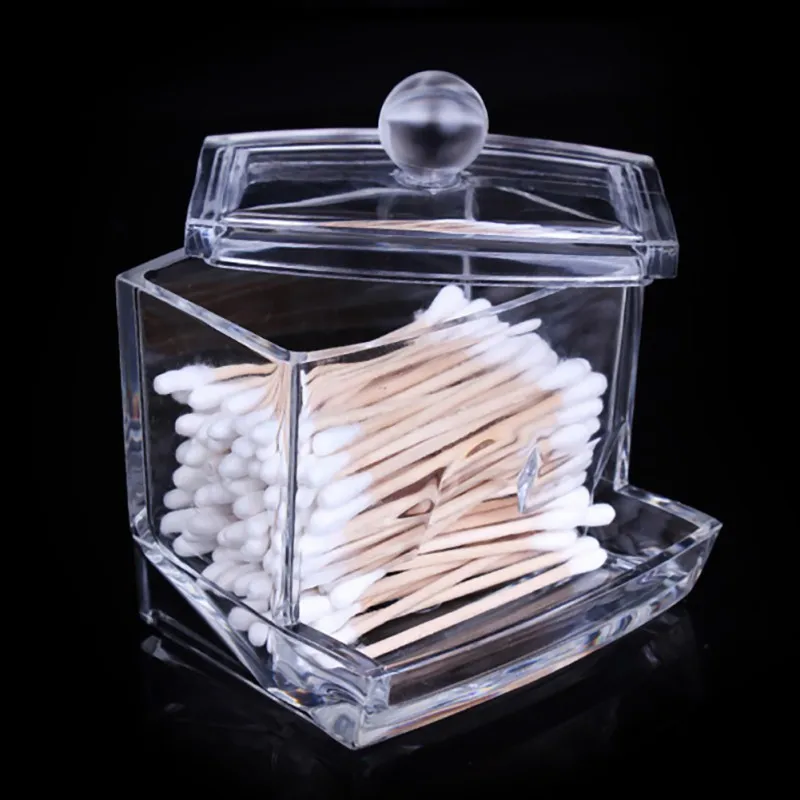 Портативный прозрачный акриловый держатель для хранения коробка прозрачные ватные тампоны палочки косметический макияж Органайзер чехол wd02