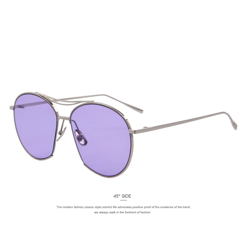 MERRYS женские модные солнцезащитные очки, классические брендовые дизайнерские солнцезащитные очки, винтажные двойные лучевые очки с металлической оправой S8006 - Цвет линз: C06 Purple