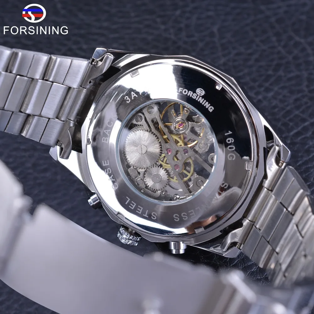 Mechanical Steampunk Fashion Male Wristwatch Dress Men Watch Stainless Steel Automatic Skeleton Watch Forsining