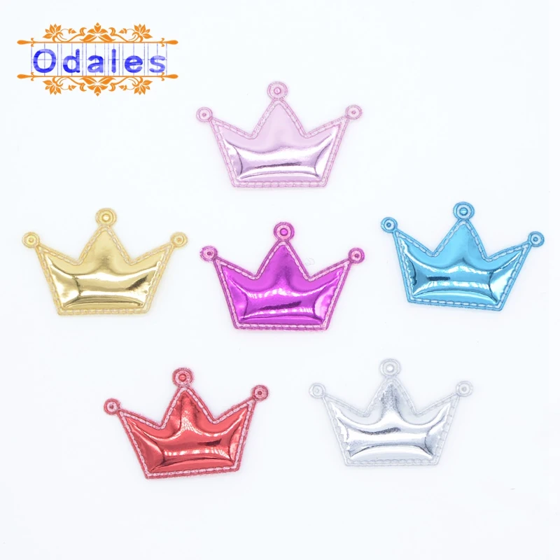 80Pcs Small Size Multi Color Furry Felt Padded Crown Appliques for DIY Handmade Children's Hair Clip Accessories Shiny Patches