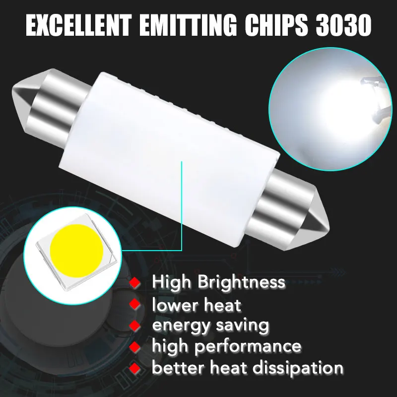 2 шт. Универсальный 31 мм 36 мм/39 мм/41 Led C5W C10W сигнальная лампа белый SMD 3030 COB интерьер