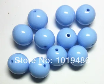 

20MM 105pcs / Lot New bright Periwinkle Blue Gumball Bubblegum Acrylic Solid Beads, Colorful Chunky Beads for Necklace Jewelry