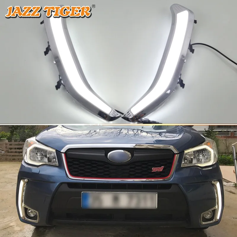 

JAZZ TIGER 2PCS Yellow Turn Signal Function Car DRL Lamp 12V LED Daytime Running Light For Subaru Forester 2013 - 2016 2017 2018