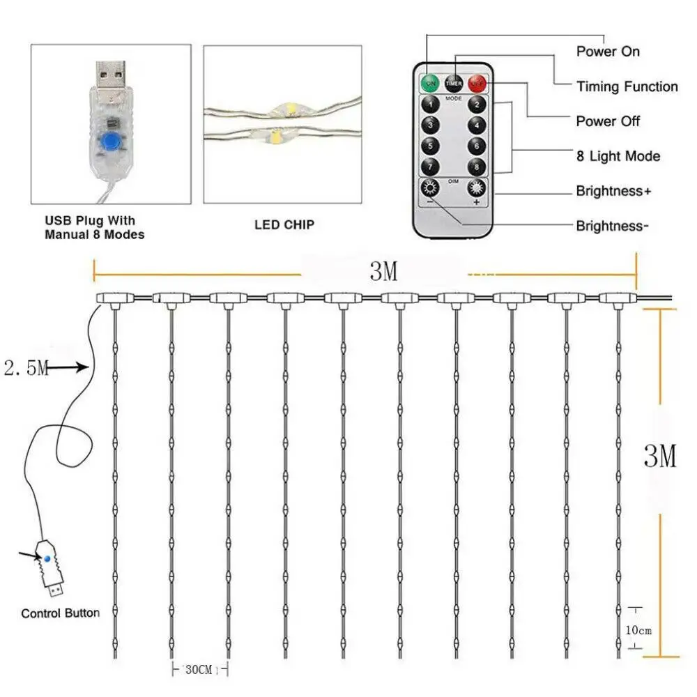 Led curtain light 3X3M 300LEDS string icicle Christmas fairy light usb garland outdoor home wedding /party /holiday decoration Led curtain light 3X3M 300LEDS string icicle Christmas fairy light usb garland outdoor home wedding /party /holiday decoration