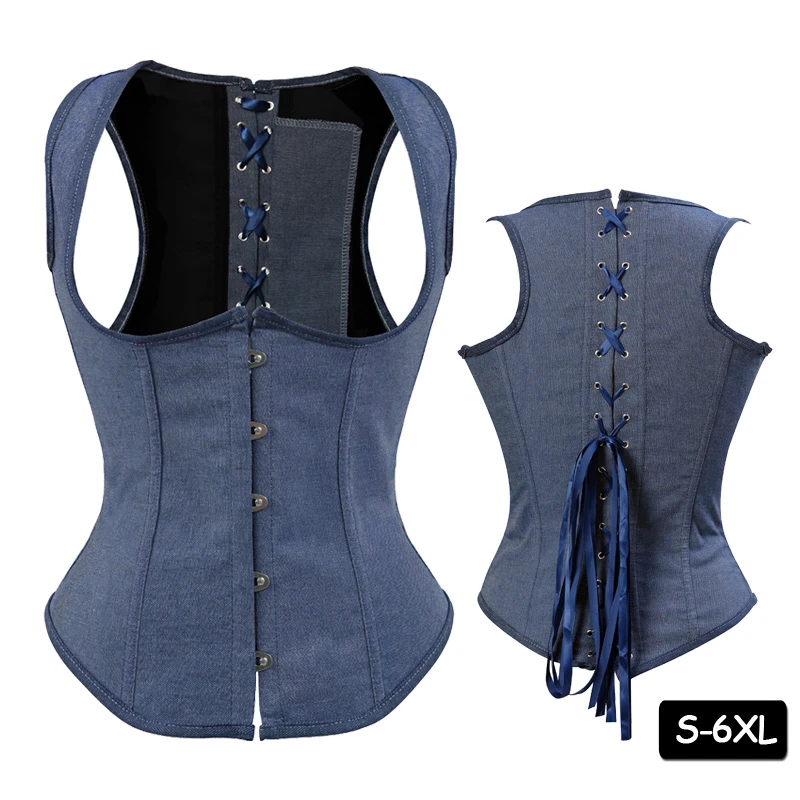 Corset for Women Vintage Underbust Corset Plus Size Steampunk Bustier Waist Cincher Top