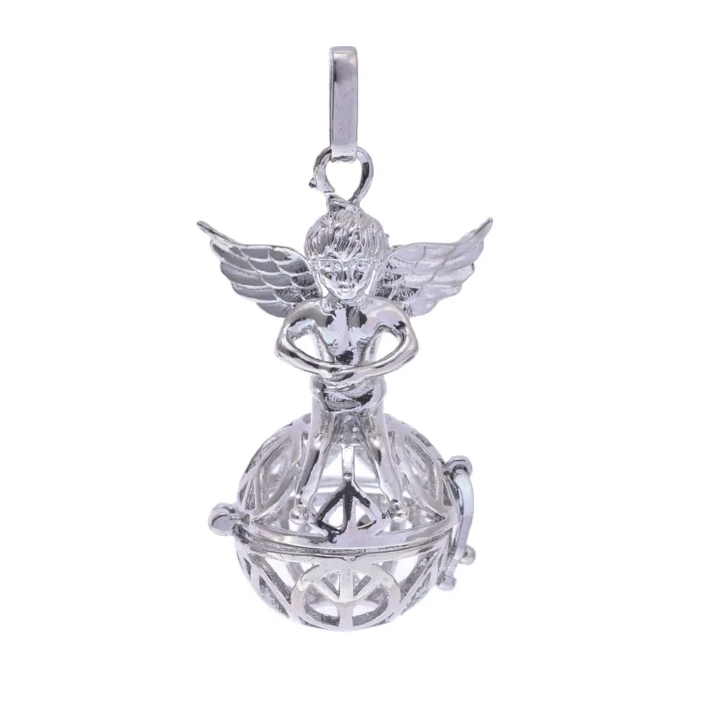 

1pc Rhodium Wing Baby Locket Cage Open Ball Glow In Dark Diffuser Necklace Locket Necklace Pendants For DIY Jewelry Making