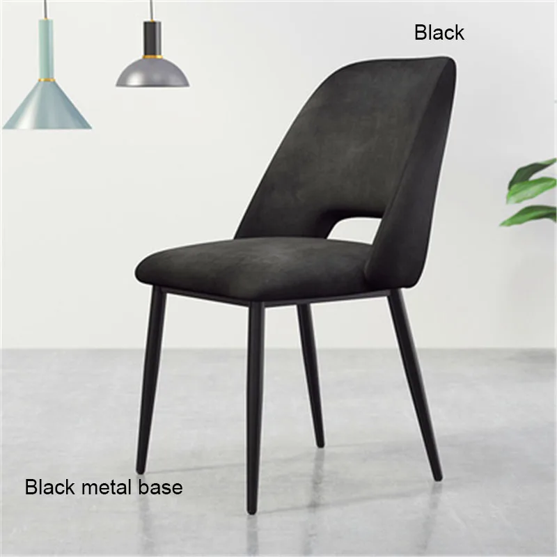 Современный в стиле минимализма нордический нержавеющий стальной обеденный стул Повседневная мебель домашний стул ресторан кухня диван для кафе стул - Цвет: Black base Black