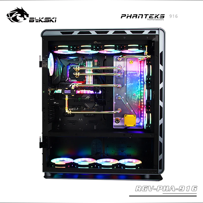 

BYKSKI Acrylic Board use for PHANTEKS 916 Computer Case / Water Channel Solution for CPU and GPU Block / 3PIN RGB Light