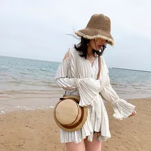 Новинка, летняя пляжная тканая сумка через плечо с милым бантом, ручная работа, круглая соломенная сумка, женская сумка, пляжная сумка