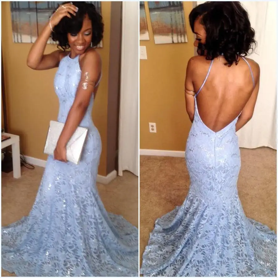 Backless Halter Prom Dresses