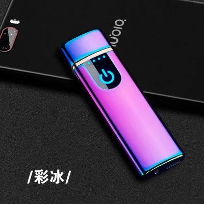 Лазерная зажигалка с логотипом, USB Электронная Вольфрамовая турбо-зажигалка с сенсорным плазменным ARC зажигалки ультра тонкая для сигарет курить - Цвет: Color Brush
