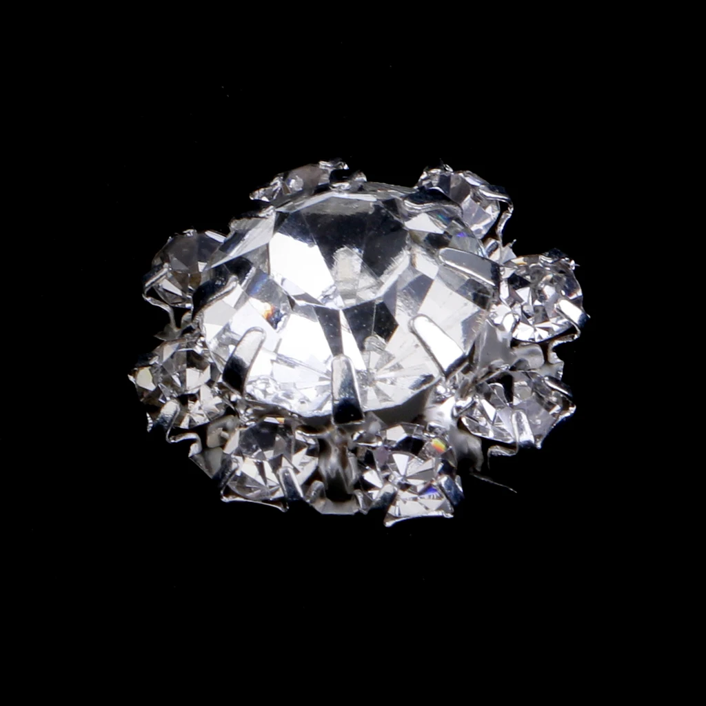 Phenovo 10pcs Flower Shape Acrylic Rhinestone Buttons Jewerly Making Findings 12mm