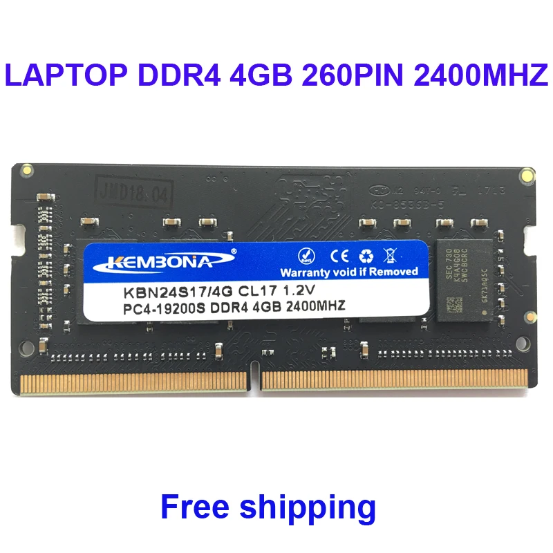Prix Kembona Mémoire RAM ORDINATEUR PORTABLE DDR4 4 gb 2400 mhz 4g pour Ordinateur Portable SODIMM RAM MODULE 260PIN