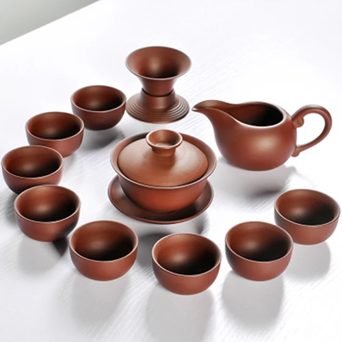 Лидер продаж Керамика из фиолетовой глины под Чай набор Кунг Фу горшок для заварки Xishi Gaiwan Чайник чашка в китайском стиле посуда высокое качество - Цвет: SET B