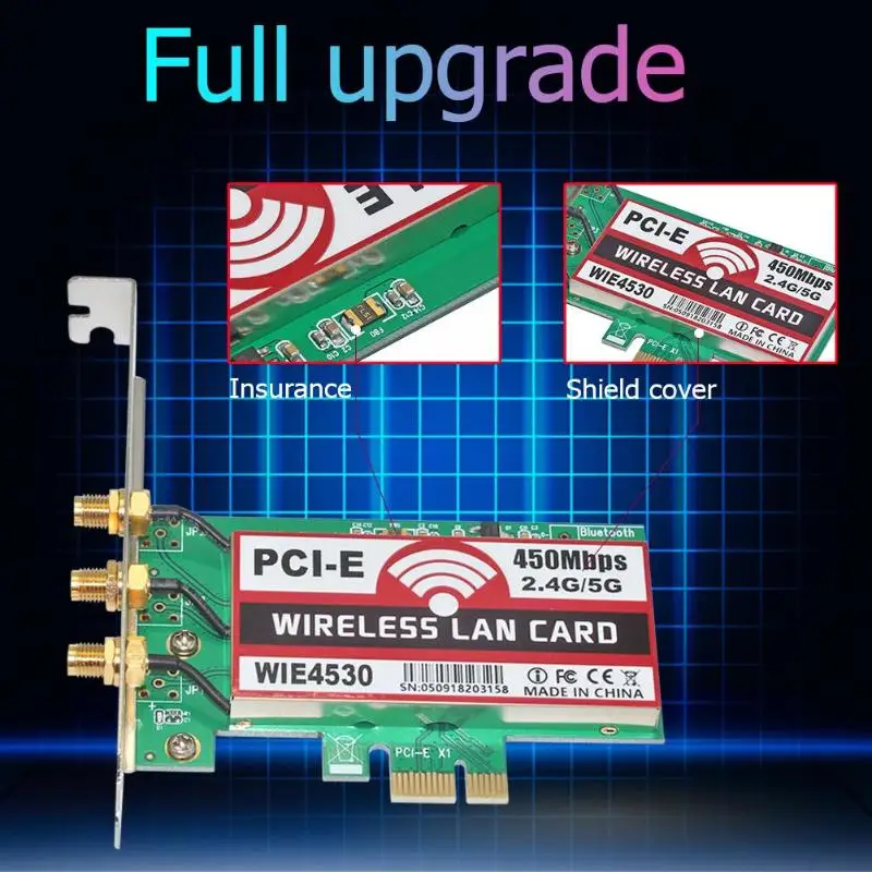 450 Мбит/с 2,4G/5G WiFi Беспроводная LAN Карта PCI-E X1 Совместимость с PCI-E X4/X8/X16 сетевой адаптер карта для рабочего стола для процессора Intel