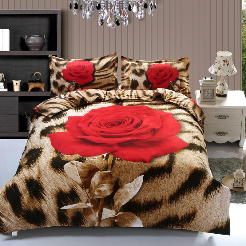 Quality 4Pc Sexy Fashion Leopard Full/Double/Queen Size Bed Quilt/Duvet