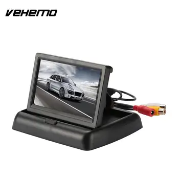

Vehemo Car Monitor NTSC PAL LCD Display Screen Reverse Monitor for 12V/24V Car Backup Car Kit Foldable Rearview audio video