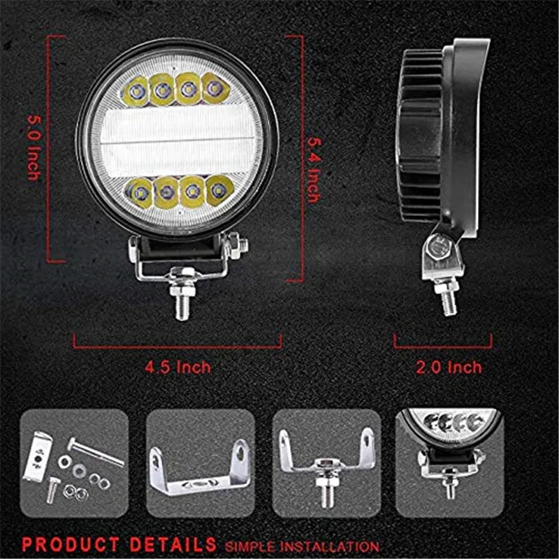 OKEEN 4inch 120W LED Work Light Bar Combo Offroad LED 4x4 Fog Light with Angel Eyes Yellow White Driving Light Lamp for Truck