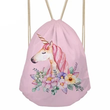 Drawstring Bag pocket Bag Shoe Backpack Racksuck Cartoon Unicorn Printing Girls Cute Daypack Kids Satchel Softback Mochilas