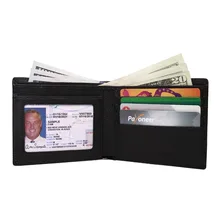 FancyStyle Slim Black Security Bifold RFID ID Identity Credit Card Blocking Leather Wallet