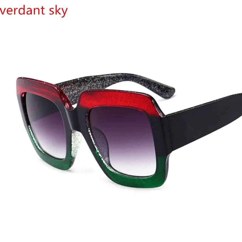 

2017 Newest UV400 Oversized Square Sunglasses Women Luxury Brand Designer Red Green Sun Glasses Female Vintage Shades Eyewear