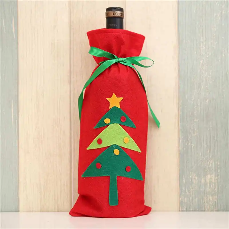 Christmas Wine Bottle Cover Table Decoration Christmas Gift Christmas Hats Cap Santa Claus Bottle Cover Xmas Party Gift #2o25 (7)