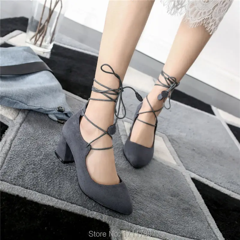 

new fashion spring autumn shoes women shoes flock thick heels women pumps high heels ankle strap shoes small big size 31-43 0203