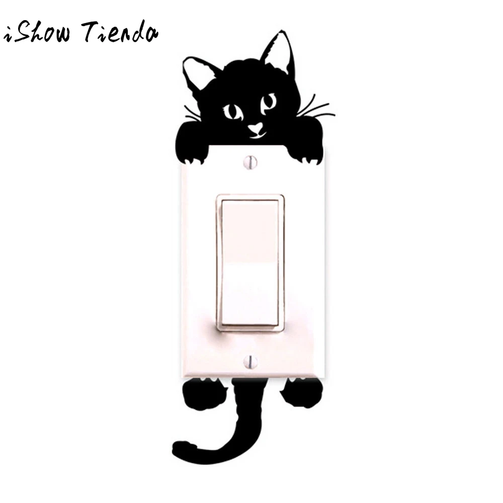 

New Cat Wall Stickers Light Switch Decor Decals Art Mural Baby Nursery Room Autocollants Muraux