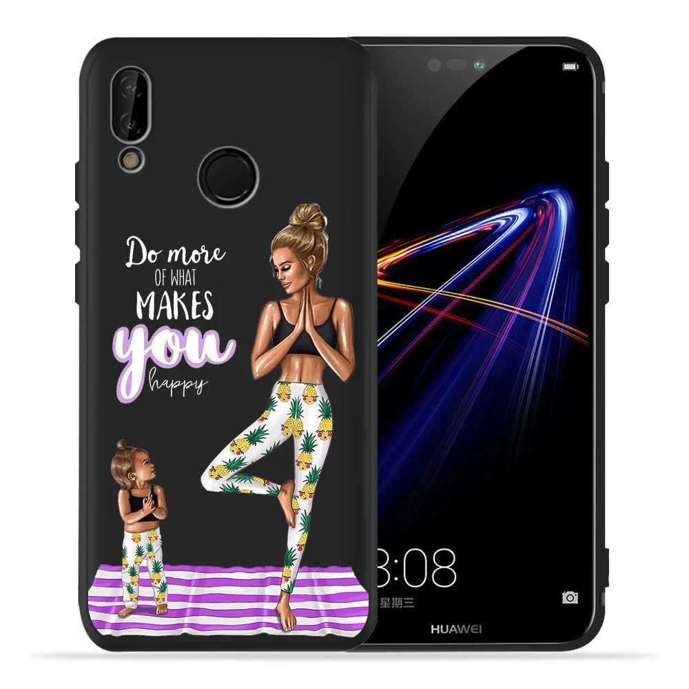 Чехол с коричневыми волосами Mama Baby mouse Super Mom Girl Для huawei P30 Pro для huawei p20 lite mate 20 Honor 8 10 PSmart Etui - Цвет: 12