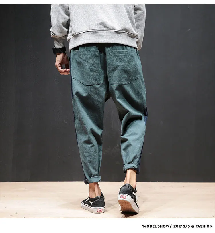 New Comfortable Cotton Pants Men Fashion Spring Side Stripe Patch Design Mens Baseball Pant Mid Waist Plus Size Men's Trousers 3