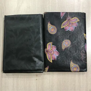 

5+5 Yards African Yellow Embossing Guinea Baizn Riche Lace Fabric Good Quality Basin Jacquard Brocade Women Dresses ABS30