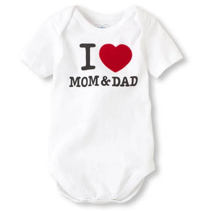 Одежда для новорожденных Детский комбинезон для девочек и мальчиков, хлопковый костюм с принтом «Я люблю маму и папу», комбинезоны для малышей, одежда для малышей