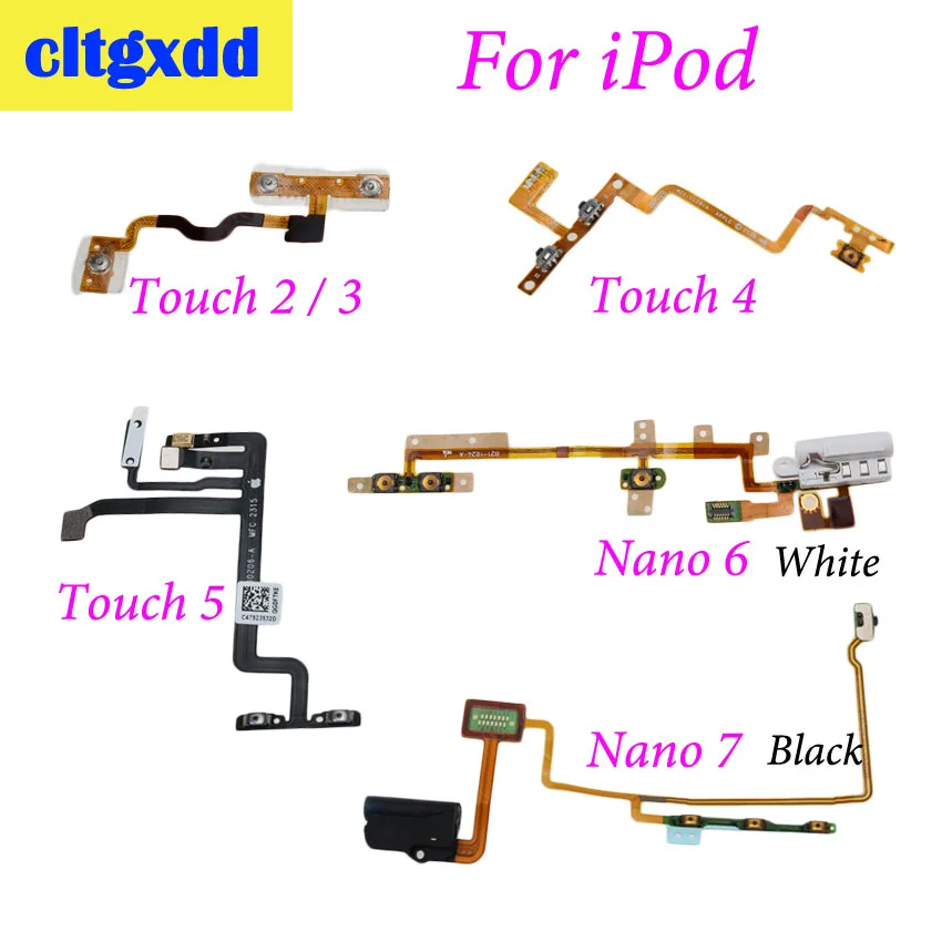 

cltgxdd 1 pcs Volume Button Power Switch On Off Button Flex Cable For iPod Touch 2 3 4 5 Nano 6 7 Up Down Button Replacement