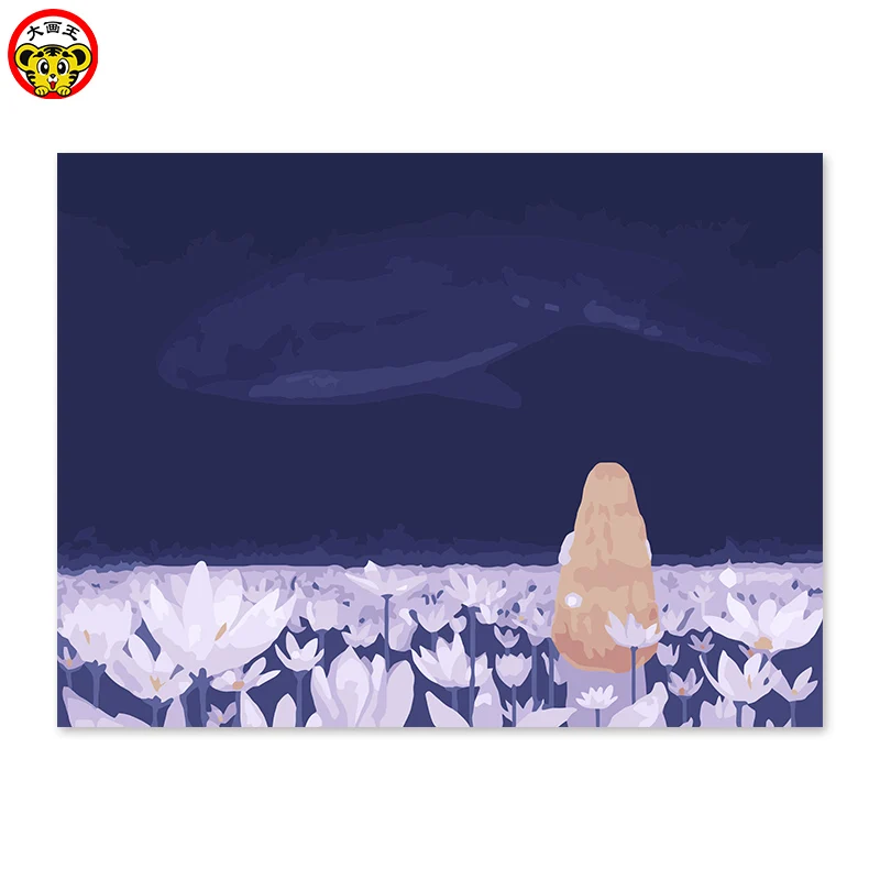DIY Цифровая живопись, украшения, искусство и ремесла, ночь, Лотос пруд, длинные волосы и красота. Вид сзади