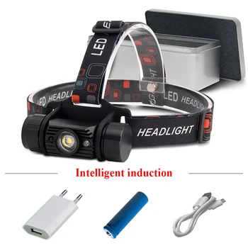 

1mode Rechargeable IR Sensor headlamp flashlight head lamp head torch usb Induction headlight camping lanterna headlamp 18650