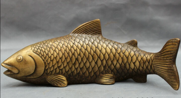 

S4301 Folk Chinese Bronze Collect Carved Animals FengShui Wealth Fish Statue Sculpture D0317