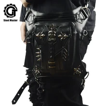 Готический Череп поясная сумка женская панк ретро кожаная сумка с заклепками для ног сумка-мессенджер Персонализированная унисекс поясная сумка для телефона кошелек