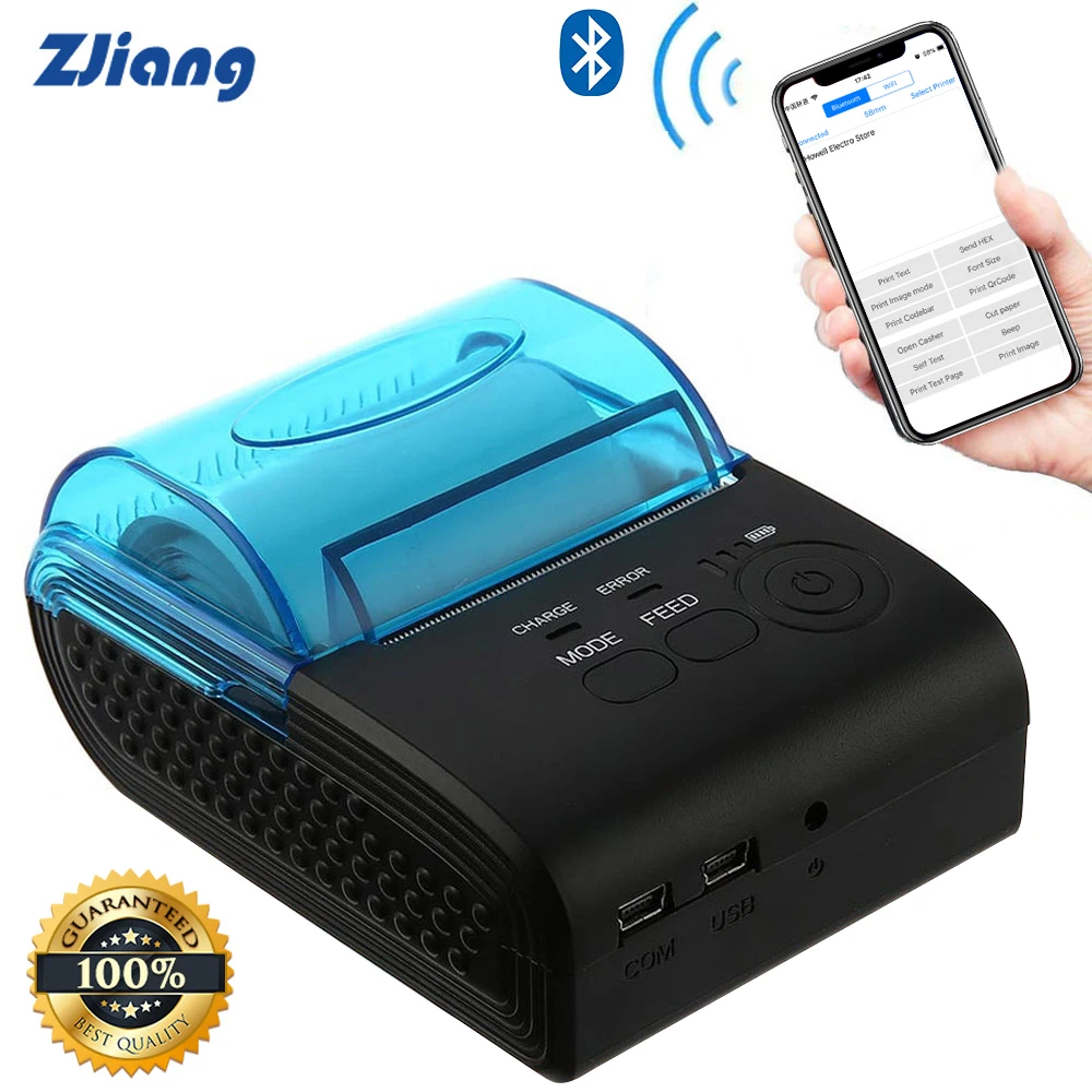 Goedkoop Nieuwe Zjiang 58mm Bluetooth Thermische Printer mini Draadloze Ontvangst Machine Voor Android, iOS en Windows Draagbare Printer