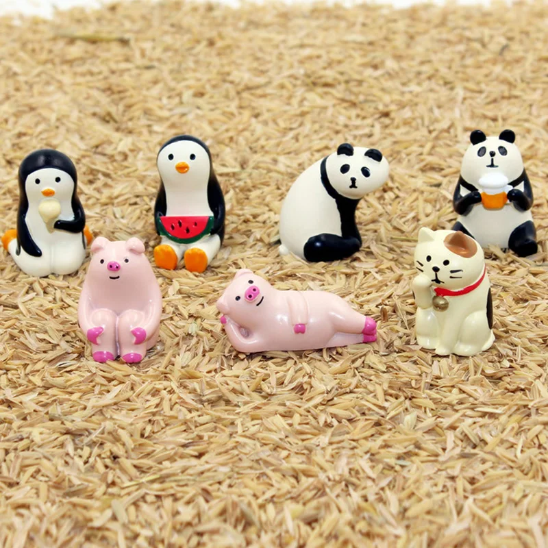 Миниатюрные фигурки кошек на удачу панды пингвина японское животное Zakka