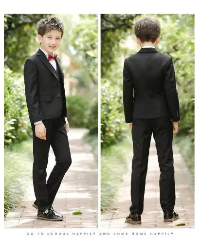 Куртки для мальчиков костюм Детские костюмы для свадьбы, пальто+ рубашка+ галстук-бабочка+ брюки+ жилет, 5 цветов, шт./компл. Детский костюм Garcon свадебная одежда 6 цветов