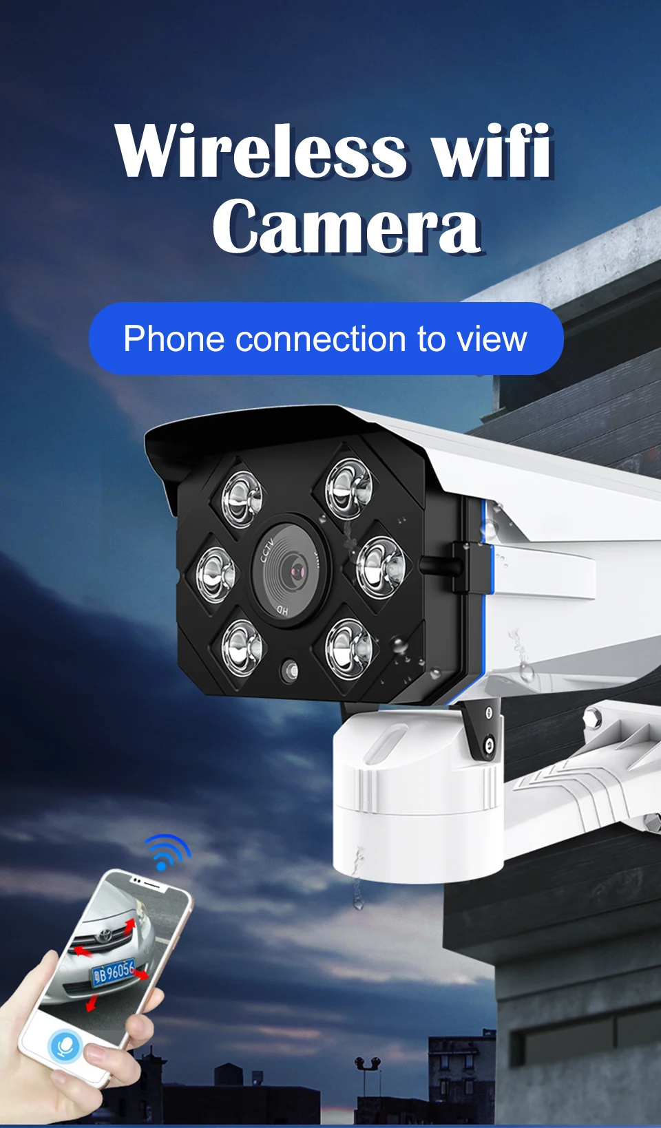 Yoosee Surveillance 1080P Smartphone Remote Wifi Audio Sound SD Non-rotatable Security Wireless Camera 32GB Night Vision Video