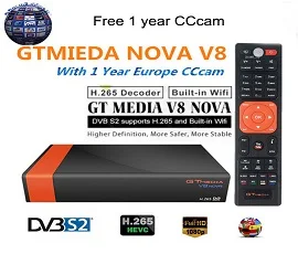 

Gtmedia v8 nova DVB-S2 FTA Satellite Receiver Freesat v8 with Europe Cccam 5 lines for 1 year Support H.265 Built-in WiFi IPTV