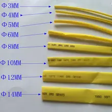 1meter The heat-shrinkable tube specification model 2MM ~ 14MM electrician insulation heat shrink casing yellow