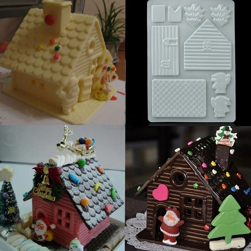 

New Style Cake Mold DIY 3D Christmas House Fondant Chocolate Mould Xmas Cake Cutter Mold Decor 1PC Hot Sale