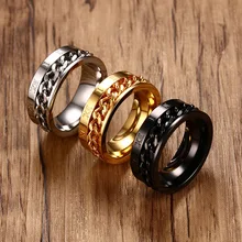 Fashion Men Spinner Ring Jewelry Stainless Steel Gold Color Rings Man Party Black Color Rings For Male Trendy Silver Color Ring fashion stainless steel silver color men spinner ring punk jewelry personality male rings size 7 8 9 10 11 12