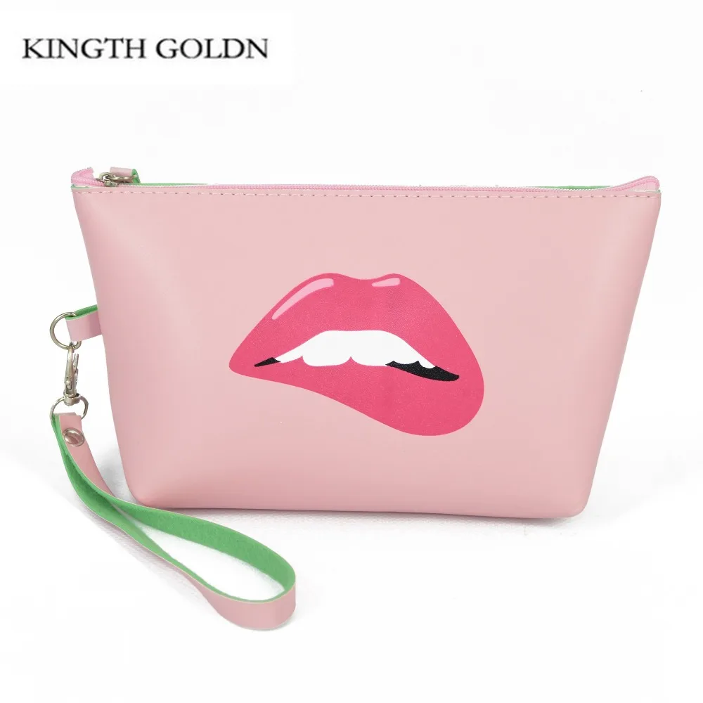 

KINGTH GOLDN Cartoon Makeup Bags Cute Women Girls Cosmetics Bag Waterproof Travel Ladies Pu Leather Storage Bag Clutch