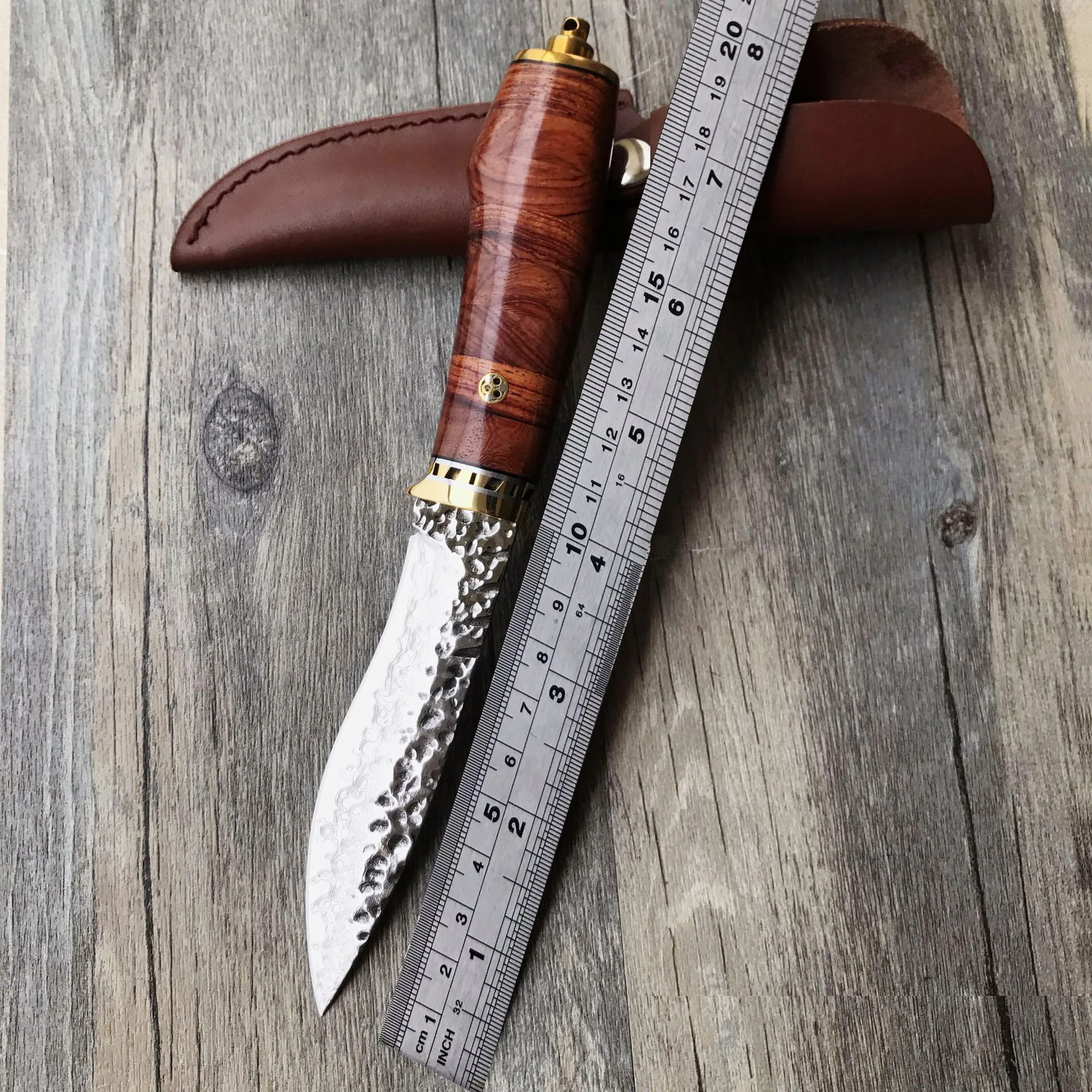 Дешевый Swayboo руководство VG10 Дамасская сталь прямой нож высокой твердости sharp узор стали охотничий нож фиксированным лезвием деревянной ручкой