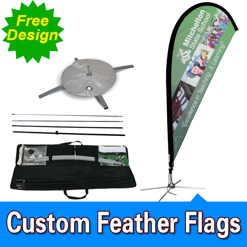 

Free Design Free Shipping Single Sided Cross Base Teardrop Flag Signs Advertising Feather Banner Stands Marketing Flags