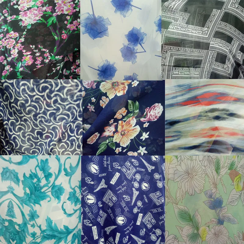

chiffon printed 75D soft silky fabric light breathable DIY fabric qualified