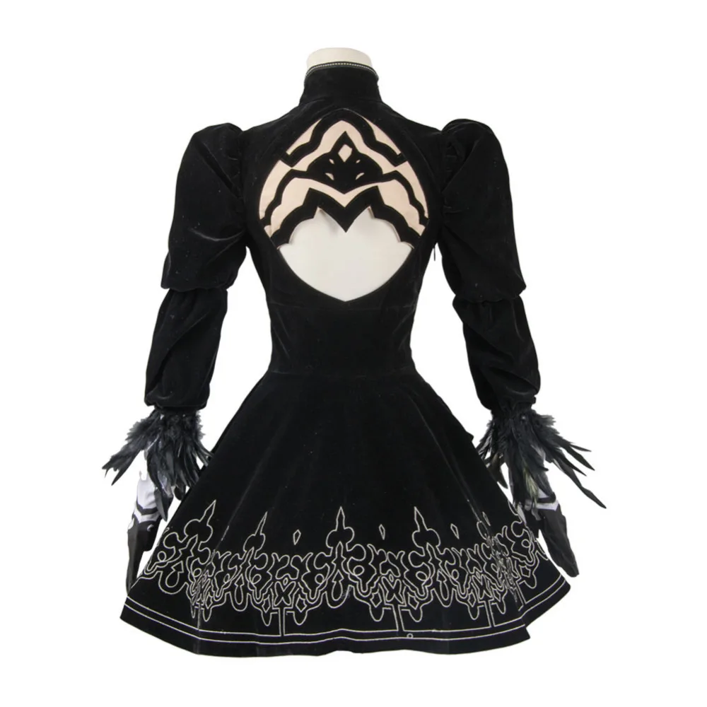 NieR: Automata 2B Косплей Костюм для взрослых женщин Девушка Униформа платье полный наборы из Аниме Костюм для Хэллоуина вечеринки